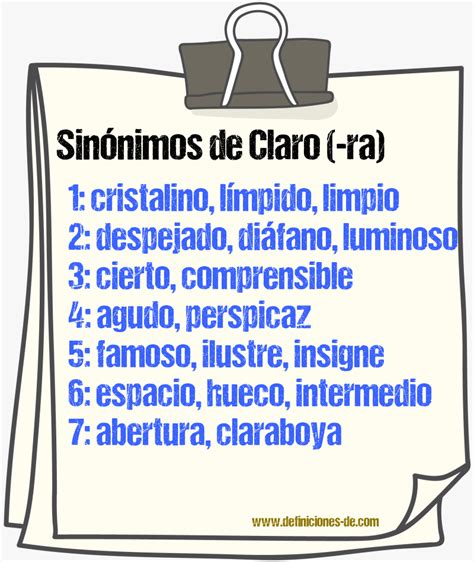 Sinónimos de signo claro en español .